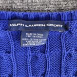Ralph Lauren Vintage Y2K  Sport Blue Cable Knit V-Neck Sweater XL Classic Cotton Photo 4