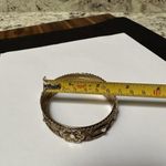 Indian Style Gold Tone Flower Mesh Bead & Rhinestone Bangle Bracelet 7 3/4 Inch Photo 6