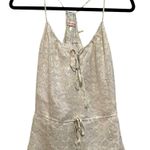 Rebecca Taylor OFF-WHITE CREAM SILVER METALLIC THREAD RACERBACK HALTER TANK TOP Photo 1