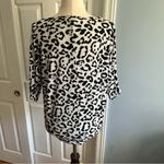 First Love  Animal Print Dolman Top (M) – Black White Rosette Boatneck Stretchy Photo 1