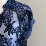 Ecote Blue Sheer Short Sleeve Velvet Floral Top S Photo 4