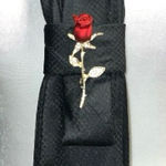 “Dainty Dapper” Elegant Black Tie necklace with Rose Pin Photo 0