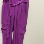 Ralph Lauren Lauren ‎ Women Purple Satin Tie Waist Cargo Pockets Jumpsuit Size 12 Photo 8