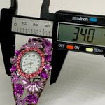 Cici and Faye Quartz Ladies Watch 34mm crystal purple floral cuff bracelet runs Photo 5
