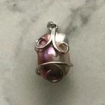 Stunning Baroque Pearl Orchid Pendant Silver Photo 3