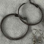 Pierced Earrings 3 Pair Dark Color Shade Hoop Drop Dangle Goth Metal Beaded Black Photo 14