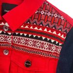 Desigual Red Denim Cropped Jean Jacket Embroidered US 6 New Photo 12