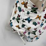 ASOS One Piece Swimsuit Women 8 White Butterfly Print Polyester Cinch Sides NWOT Photo 2