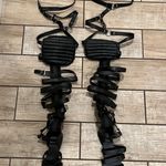 Over The Knee Gladiator Sandals Summer Boots Buckle Strap Tight High Sandals Boots Black Size 6 Photo 0