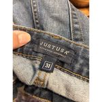 Just USA Women’s Size 31 Blue Denim Slim Leg Stretch Distressed Mid Rise Jeans Photo 1