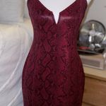 ASTR Dark Red Snakeskin Like Mini dress Photo 0