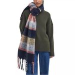 Barbour NWOT  Rawson Check Scarf Checkered Navy and Pink Photo 1