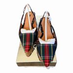Matiko Lori Slingback Pointed Toe Shoes Green Tartan Plaid NWB Size 37 Photo 2