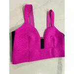 EXPRESS  Hot Pink Ribbed Zip Up Crop Top Women’s Size Large Photo 1