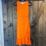 NWT Fuzzi Ruffle Mesh Dress Orange Size XS Photo 3