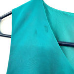 Shumaq size Small sleeveless dress teal silk blend ruffle fitted waist rear zip Green Photo 4