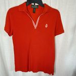 Lauren Ralph Lauren Active Split Neck Short Sleeve Polo‎ Shirt XS Green Label Orange Photo 0