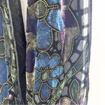 Soft Silk Blend Floral Velour Velvet Fringe Trim Scarf, One Size Photo 4