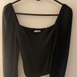 Reformation Black Long Sleeve Reign Blouse Photo 5