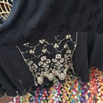 Vintage Unbranded Black Satin Damask Lace Trim Maxi Skirt Size 1X Photo 2