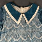 Altar'd State Vtg  Dress Womens S Teal Lace Overlay Peter Pan Collar Elegant Photo 2