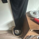 Black One Shoulder Long Sleeve Ruched Maxi Dress Slit Size M Photo 4