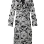 The Kooples Black & White V-Neck Bandana Print Long Sleeve Dress Women’s Size 0 Photo 0