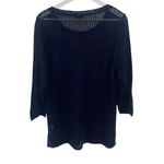 Talbots  100% linen size extra large, navy blue knit see-through blouse long leng Photo 1