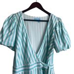 Draper James Draper James Women RSVP Wrap Dress S Aqua Striped Preppy Flirty Coastal Beachy Photo 6