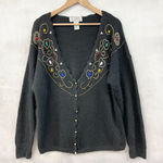 VTG Silk Angora Wool Cardigan Sweater Womens 20W Beaded Bling Retro Glam Artsy Black Photo 0