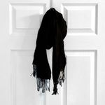 Indian Black Tasseled Scarf Unisex Womens One Size Fits All Photo 1