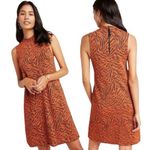 Anthropologie Brigitte Jacquard Orange Tiger Print Shift Mock Neck Dress XL Photo 1