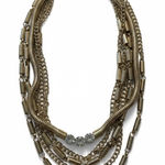Vera Wang Silver Tone Multi Strand Chain Statement Necklace Rhinestone Accent Jewelry Photo 0