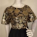 Stevie Hender  Formal Line Maxi Formal Dress Black Color Gold Lace Size L.#89 Photo 2