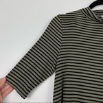 Charlotte Russe Short Sleeve Mock Neck Striped Dress Black Gray M Photo 2