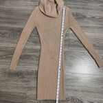 V28 Women Cowl Neck Sweater Long Sleeve Ribbed Knit Fitted Beige Dress Size M Tan Size M Photo 11