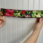 Vintage Floral Embroidered Red Belt Velcro Closure Photo 0