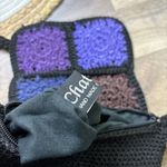 Vintage Chateau Black Granny Square Knit Crossbody Bag Small Purse Photo 4