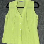 Amanda Smith Vintage  100% Silk lime green High Neck Sleeveless Blouse Size M Photo 0