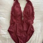 Burgundy Lace Halter Swimsuit Red Size M Photo 0