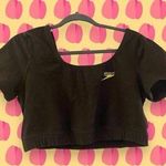 Speedo Women’s Authentic Fitness Crop Top- Blk w/Neon Yellow Logo Details, Sz XL Photo 1