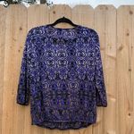 The Limited The‎  Large Sheer Top Medium 3/4 Sleeve Blue White Silver Lightweight Photo 4