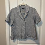 Quince 100% European Linen Short Sleeve Shirt blue stripe Photo 2