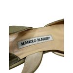 Manolo Blahnik  Olive Green Satin Crystal Jeweled Luxury Slingback Heels 39.5 Photo 5