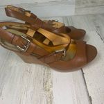 Coach Mary Jo Brown Leather Platform Wedge Slingback Buckle Strappy Sandals 8.5B Photo 4