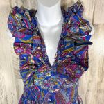 House of Harlow 1960 (Revolve) Paisley Floral Dress M | Cotton | Smocked Waist Blue Size M Photo 4