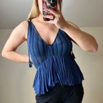 Akemi + Kin : Blue Tones Pleated Sleeveless Blouse Photo 0