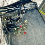 Crest Wide Leg Embellished Cropped Women’s Sz 19/20 Boho Artsy Whimsical Denim Blue Photo 3