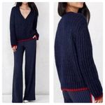La Ligne Fuzzy Wuzzy V Neck Sweater Navy Blue Size XS Photo 1