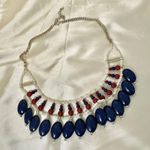 Red white and blue beaded bib necklace Photo 4
